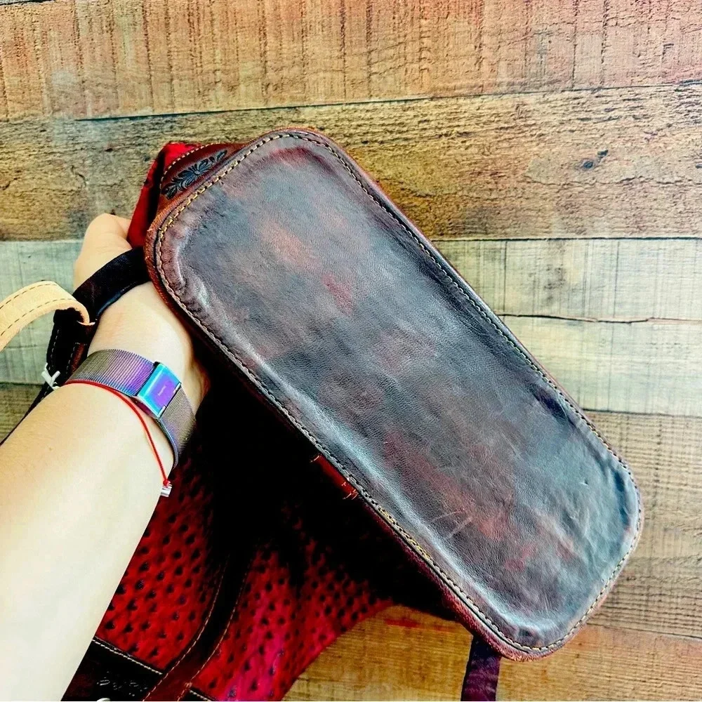 NWOT Handmade Large Huipil Guatemalan Leather Backpack